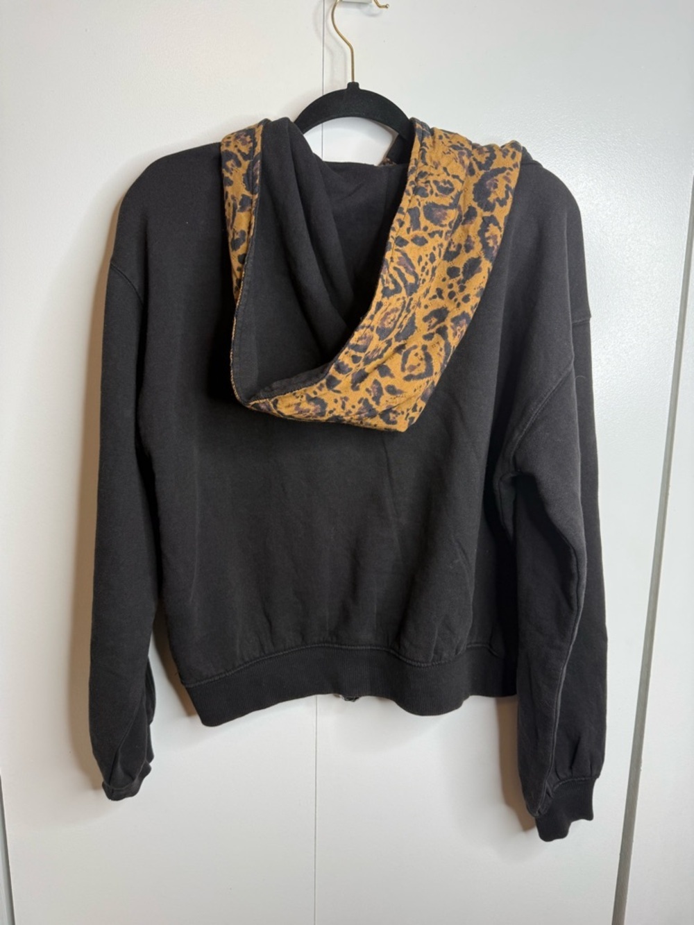 Free People Cheetah Scarf Black Hoodie Sweatshirt - NWOT Small - Picture 5 of 8